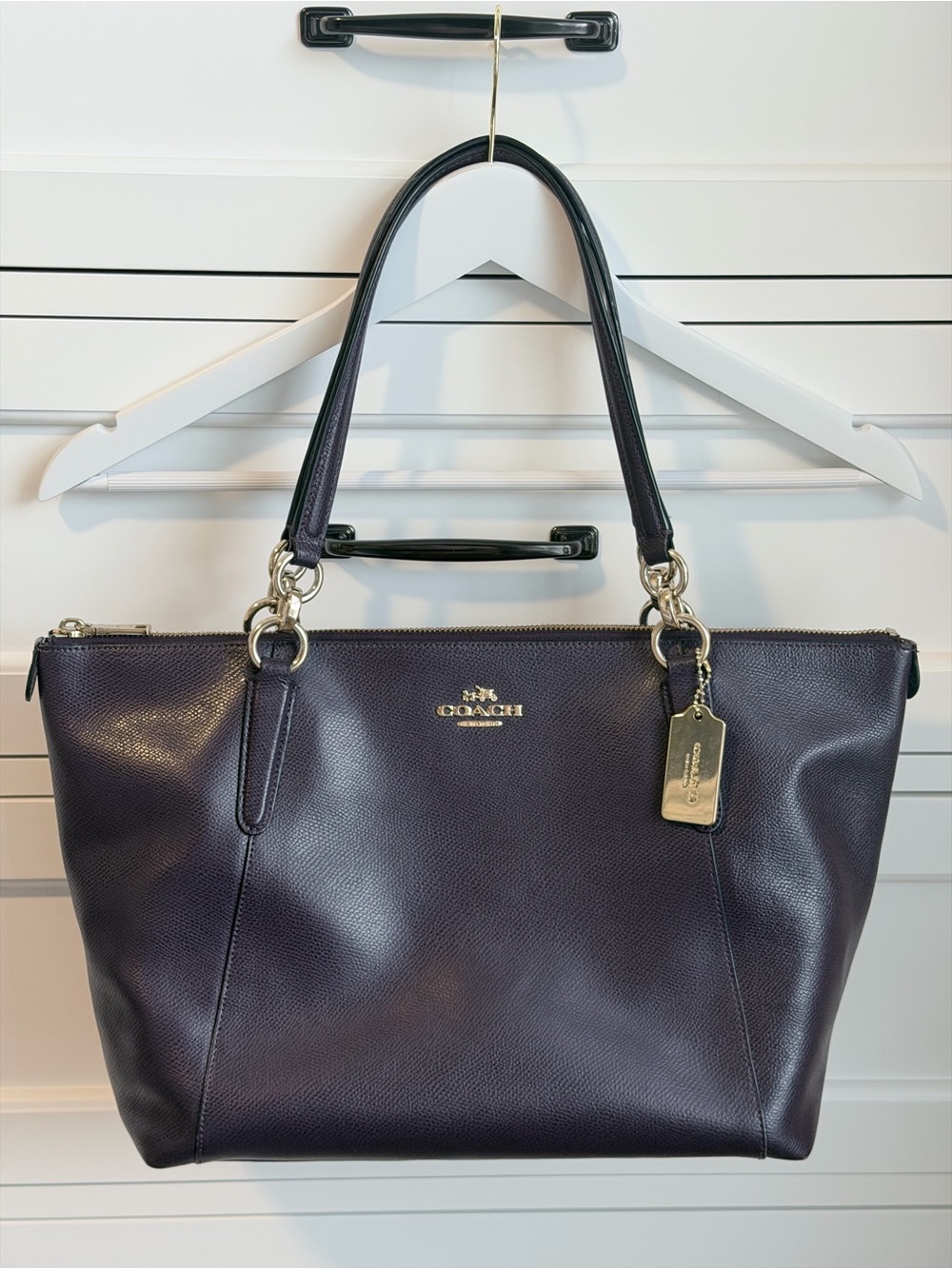 Coach Crossgrain Ava Tote Shoulder Bag Purse - Plum